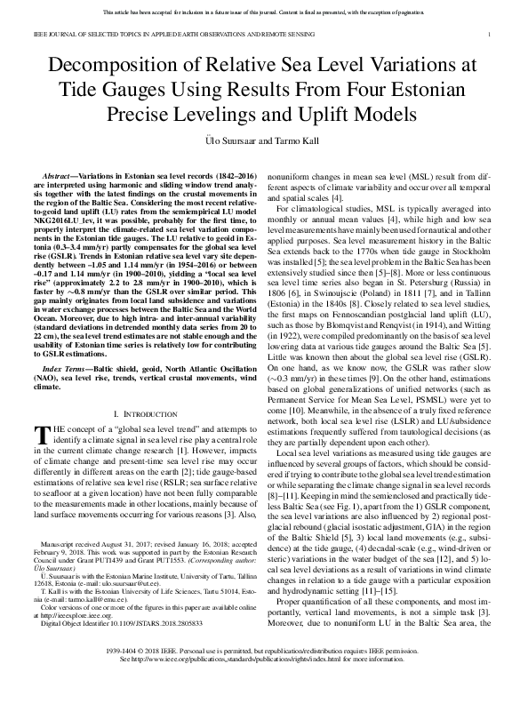 (PDF) Decomposition of Relative Sea Level Variations at Tide Gauges ...