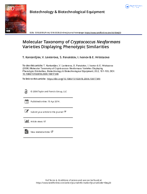 (PDF) Molecular Taxonomy of Cryptococcus Neoformans Varieties ...