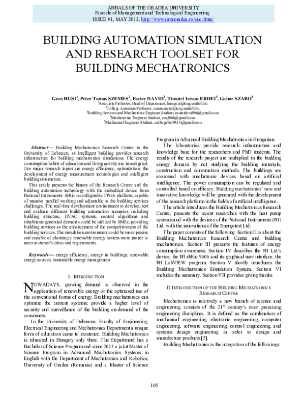 (PDF) Building Automation Simulation and Research Toolset for Building ...