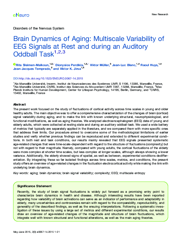 (PDF) Brain Dynamics of Aging: Multiscale Variability of EEG Signals at ...