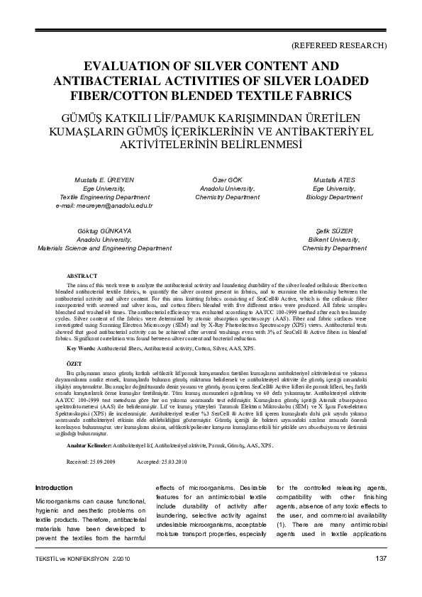 (PDF) Evaluation of Silver Content and Antibacterial Activities of ...