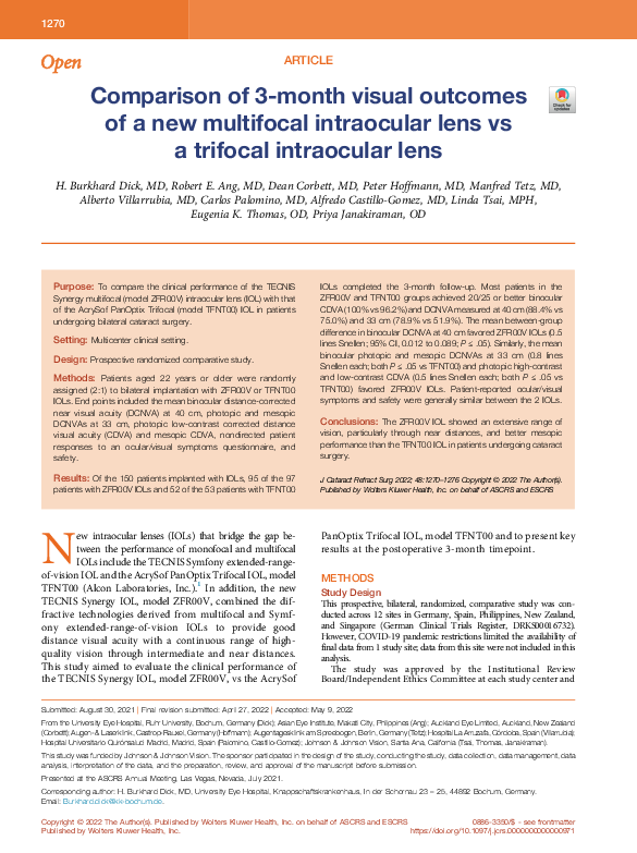 (PDF) Comparison of 3-month visual outcomes of a new multifocal ...
