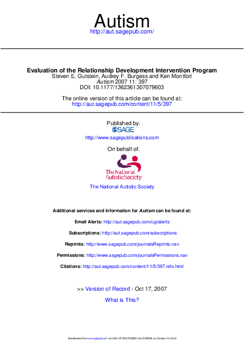 (PDF) Evaluation of the Relationship Development Intervention Program