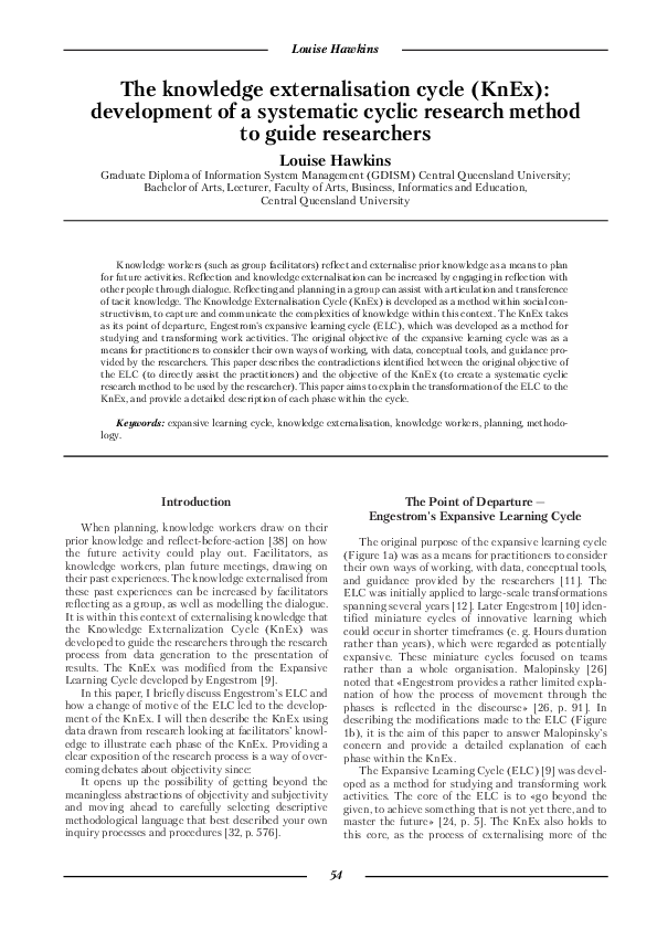 (PDF) The knowledge externalisation cycle (KnEx): development of a ...