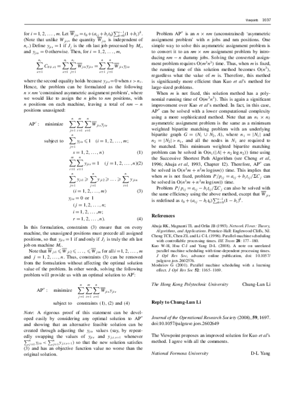 (PDF) Reply to Chung-Lun Li