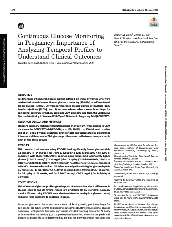 (PDF) Continuous Glucose Monitoring in Pregnancy: Importance of ...