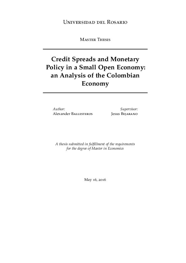 (PDF) Credit spreads and monetary policy in a small open economy: an ...