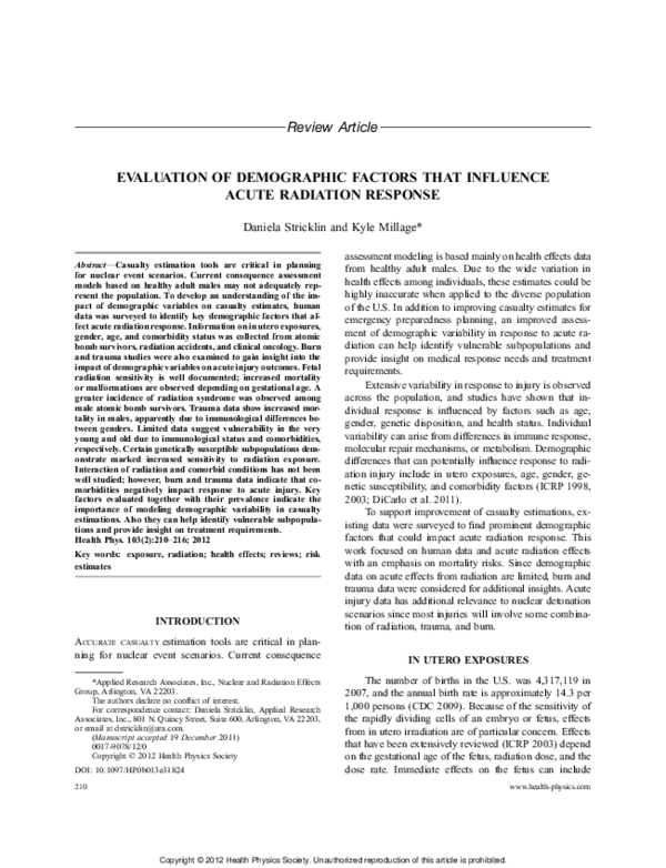 (PDF) Evaluation of Demographic Factors That Influence Acute Radiation ...