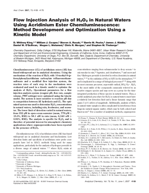 (PDF) Flow Injection Analysis of H2O2 in Natural Waters Using ...