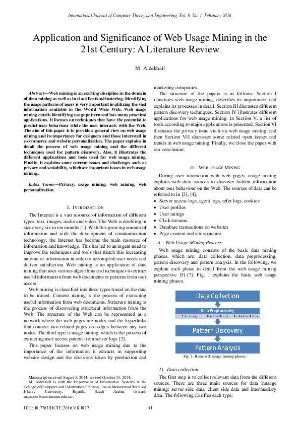 (PDF) Application and Significance of Web Usage Mining in the 21st ...