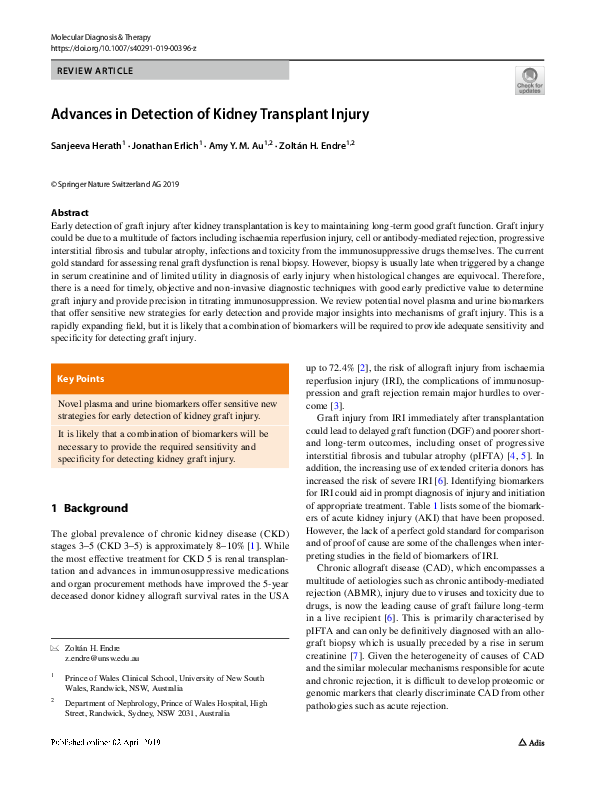 (PDF) Advances in Detection of Kidney Transplant Injury