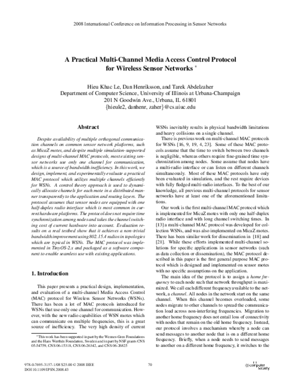 (PDF) A Practical Multi-channel Media Access Control Protocol for ...
