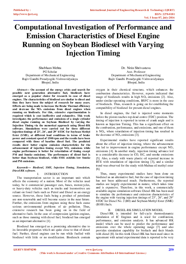 (PDF) Computational Investigation of Performance and Emission ...