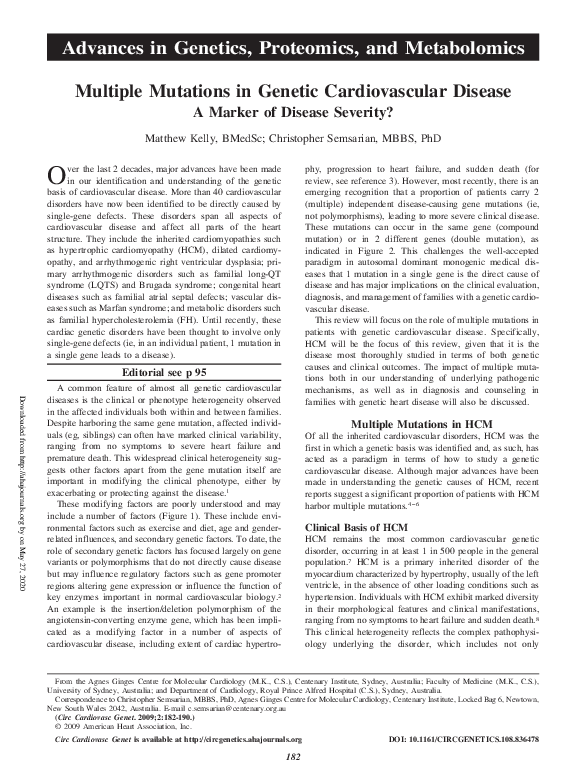 (PDF) Multiple Mutations in Genetic Cardiovascular Disease