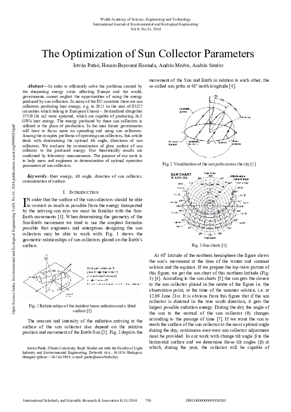 (PDF) The Optimization of Sun Collector Parameters
