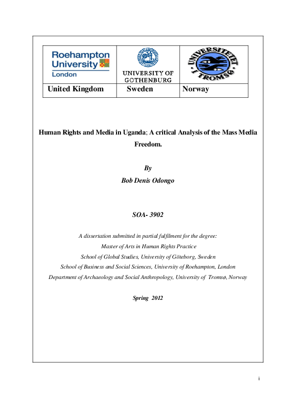 (PDF) Human Rights and Media in Uganda; A critical Analysis of the Mass ...