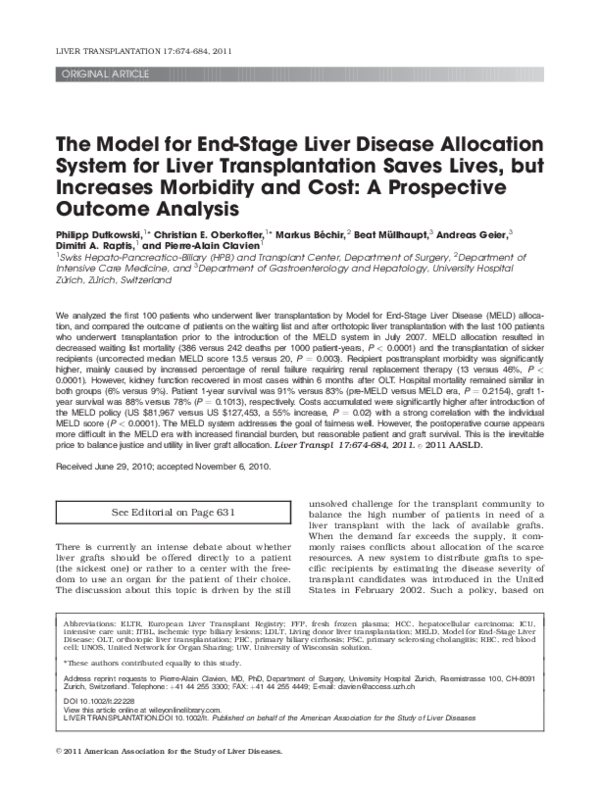 (PDF) The model for end-stage liver disease allocation system for liver ...