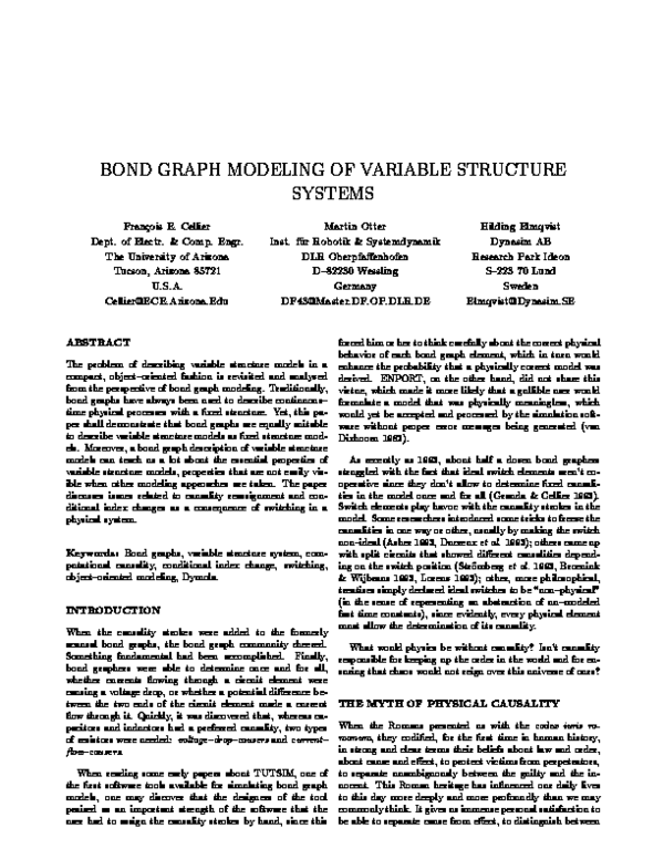 (PDF) Bond graph modeling of variable structure systems