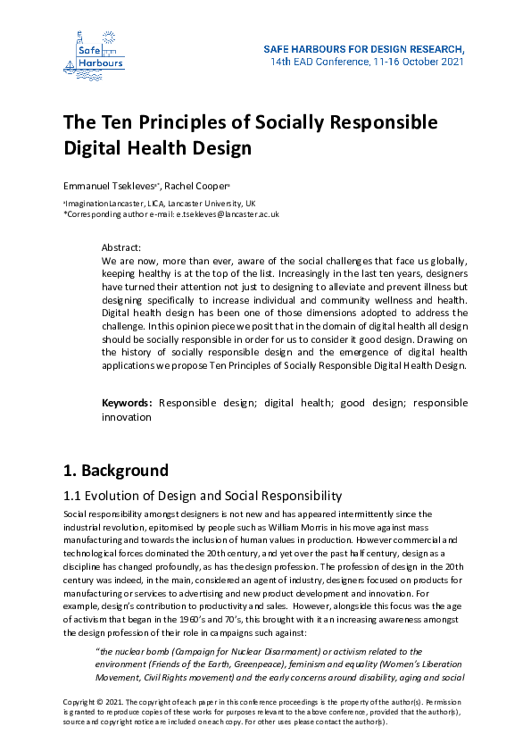 (PDF) The Ten Principles of Socially Responsible Digital Health Design