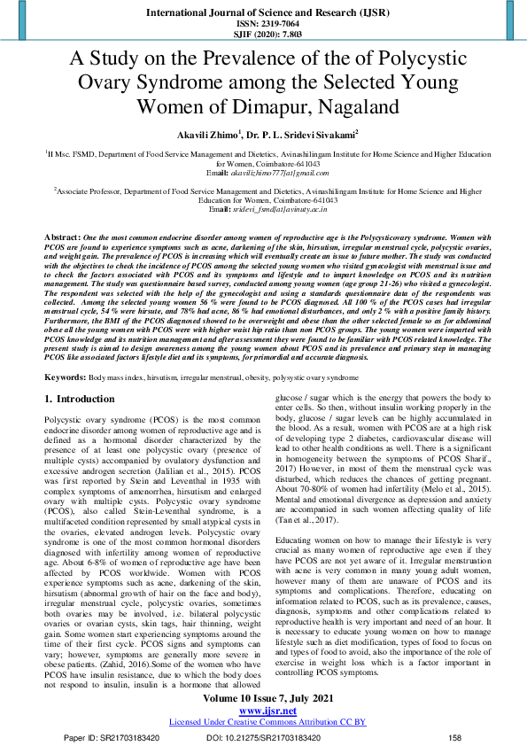 (PDF) A Study on the Prevalence of the of Polycystic Ovary Syndrome ...