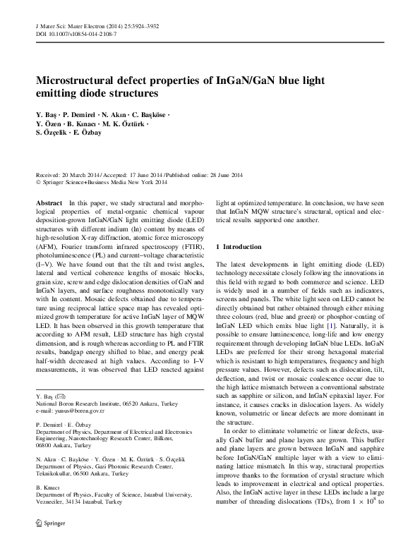 (PDF) Microstructural defect properties of InGaN/GaN blue light ...