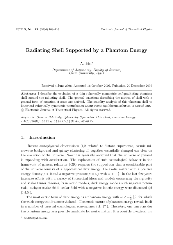 (PDF) Charged shell supported by a phantom energy