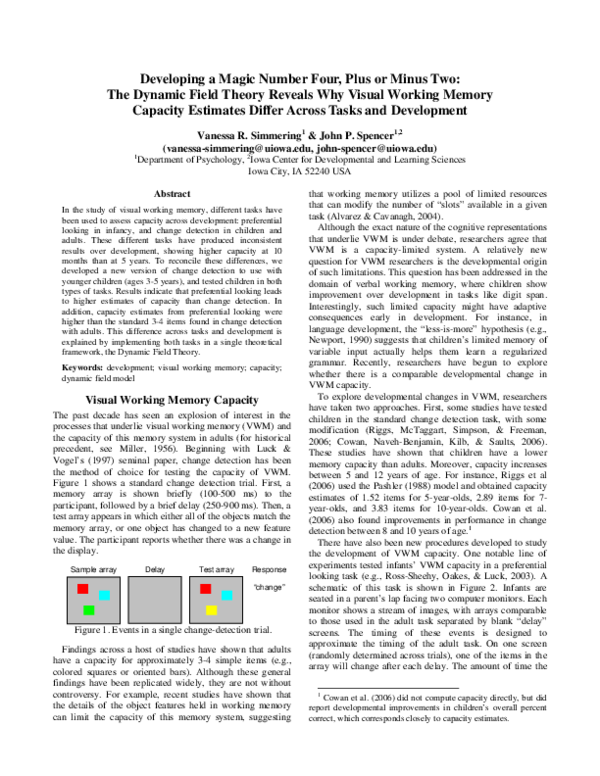 (PDF) Developing a Magic Number Four, Plus or Minus Two: The Dynamic ...