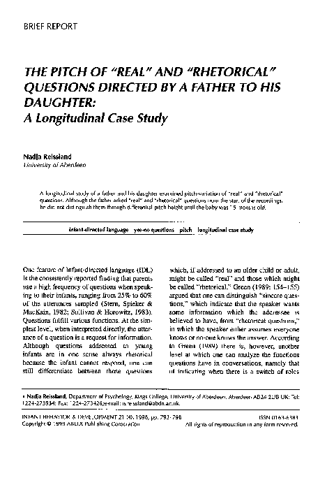 (PDF) The pitch of “real” and “rhetorical” questions directed by a ...