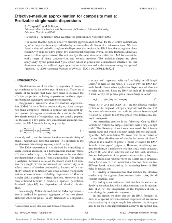 Pdf Effective Medium Approximation For Composite Media Realizable