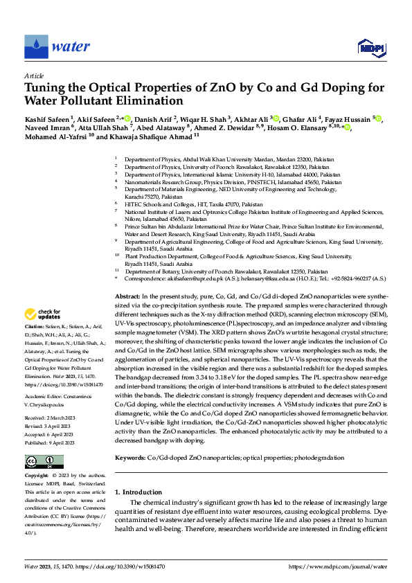 (PDF) Tuning the Optical Properties of ZnO by Co and Gd Doping for ...
