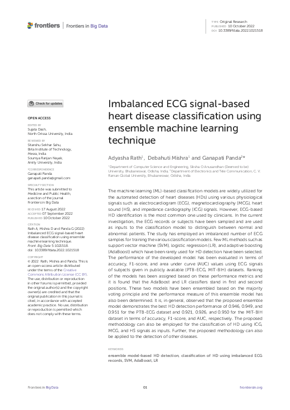 (PDF) Imbalanced ECG signal-based heart disease classification using ...