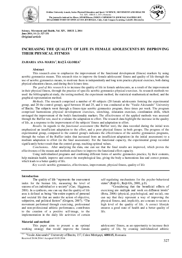 (PDF) Increasing the Quality of Life in Female Adolescents by Improving ...