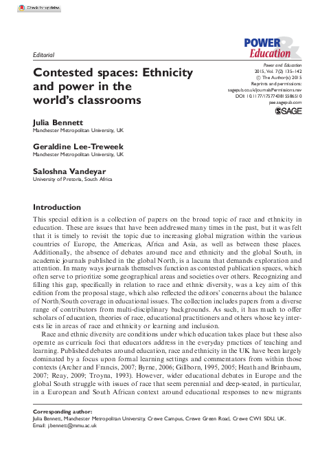 (PDF) Contested spaces: Ethnicity and power in the world’s classrooms ...