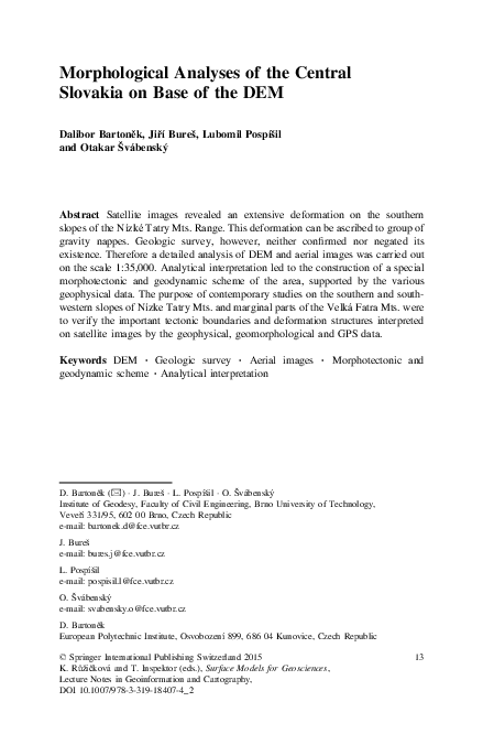 (PDF) Morphological Analyses of the Central Slovakia on Base of the DEM