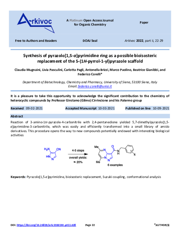 (PDF) Synthesis of pyrazolo[1,5-a]pyrimidine ring as a possible ...