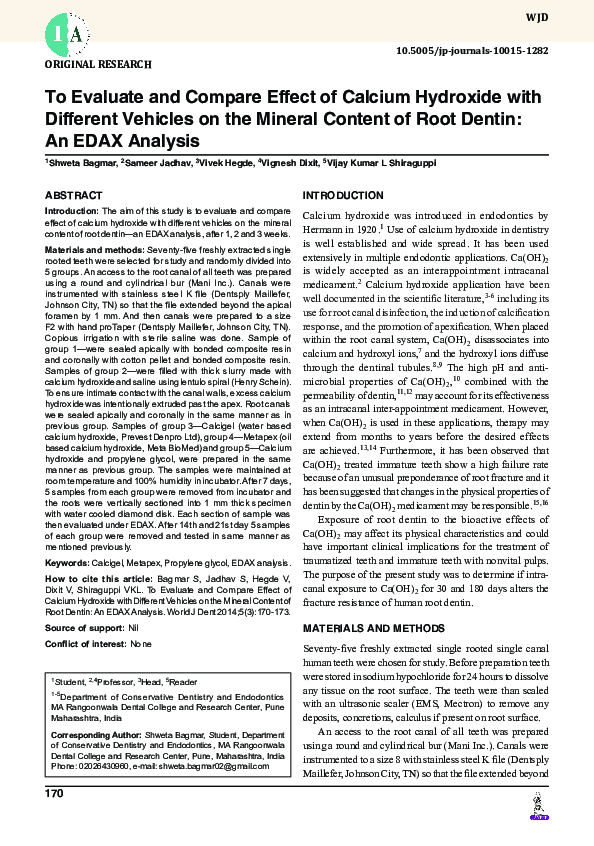 (PDF) To Evaluate and Compare Effect of Calcium Hydroxide with ...