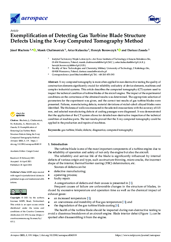 (PDF) Exemplification of Detecting Gas Turbine Blade Structure Defects ...