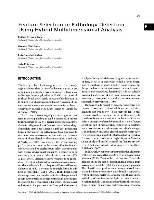 (PDF) Feature Selection in Pathology Detection using Hybrid ...