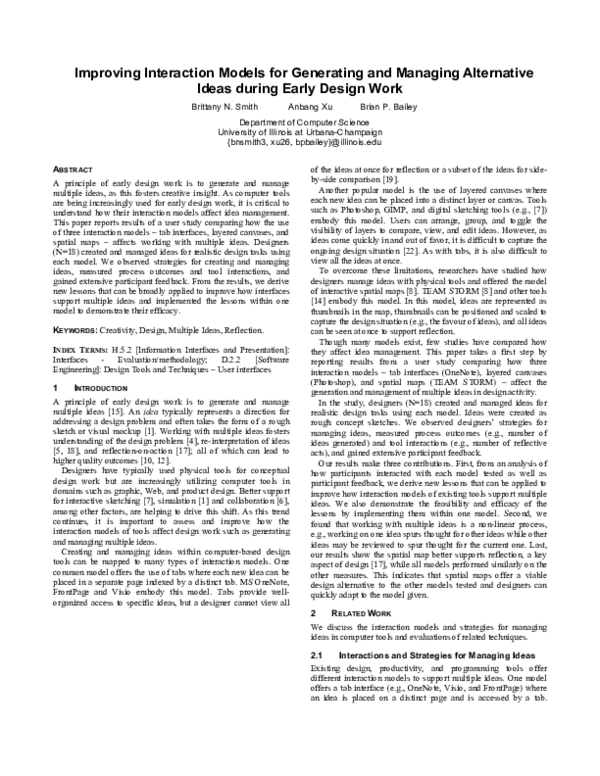 (PDF) Improving interaction models for generating and managing ...