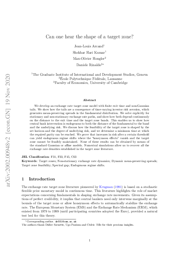 (PDF) Can one hear the shape of a target zone?