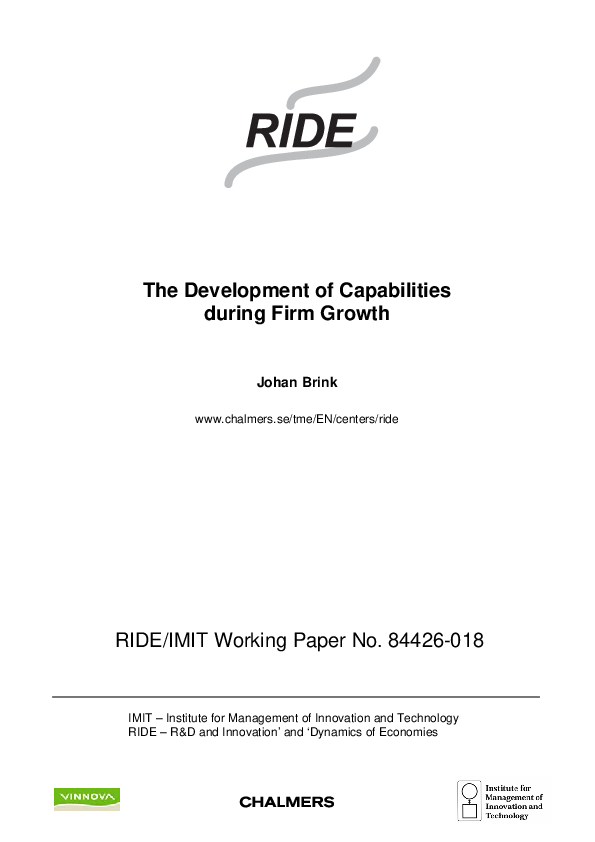 (PDF) The Development of Capabilities During Firm Growth
