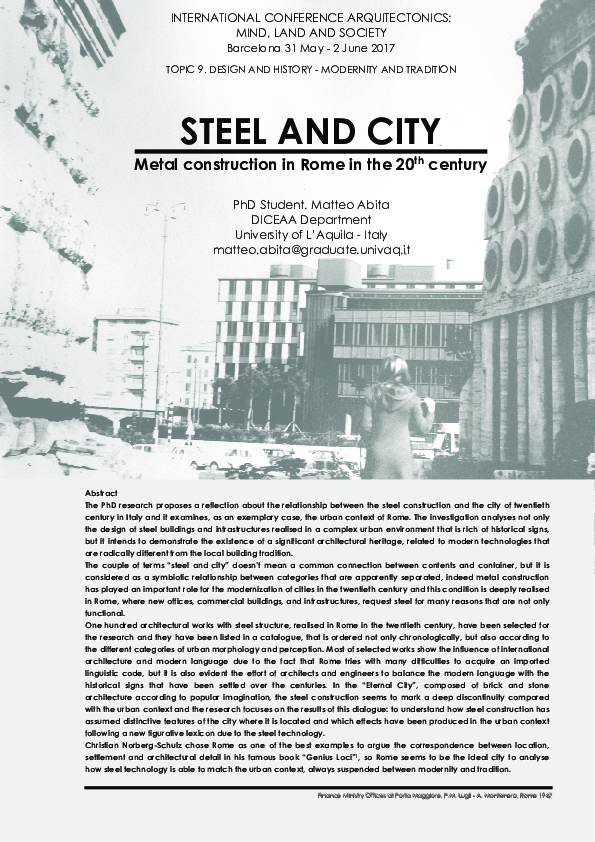 (PDF) Steel and city. Metal construction in Rome in the 20th century
