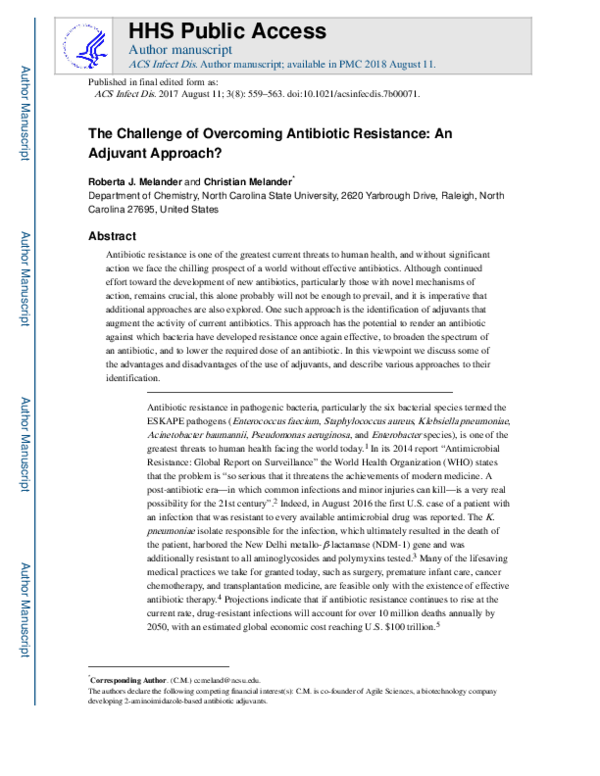 (PDF) The Challenge of Overcoming Antibiotic Resistance: An Adjuvant ...