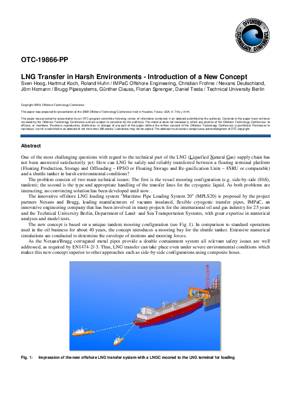 (PDF) LNG Transfer in Harsh Environments - Introduction of a New Concept