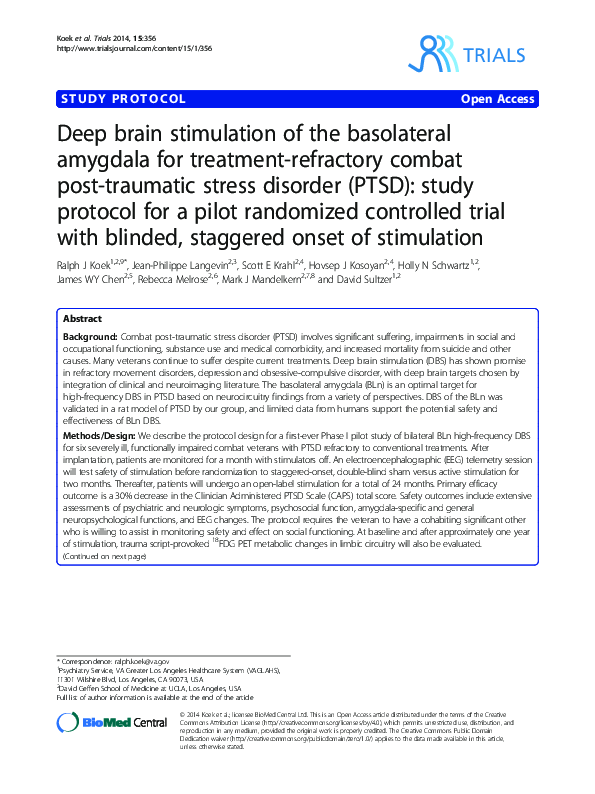 (PDF) Deep brain stimulation of the basolateral amygdala for treatment ...
