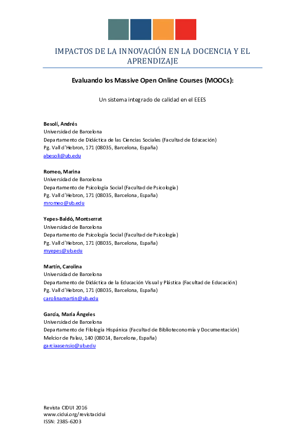 (PDF) Evaluando los Massive Open Online Courses (MOOCs)