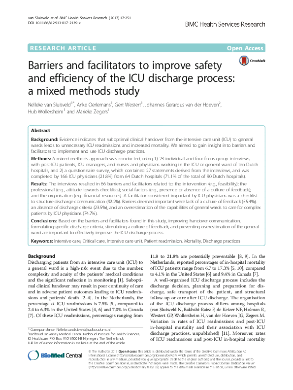 (PDF) Barriers and facilitators to improve safety and efficiency of the ...