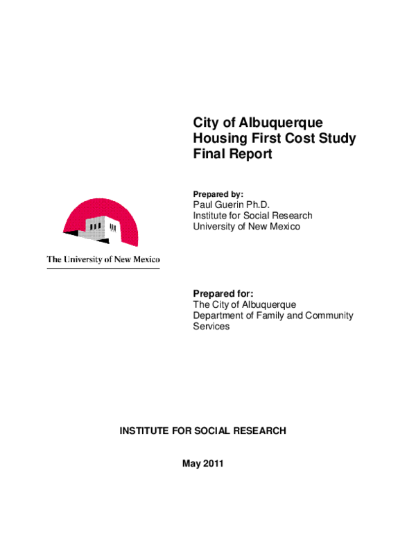 (PDF) City of Albuquerque Housing First Cost Study Final Report