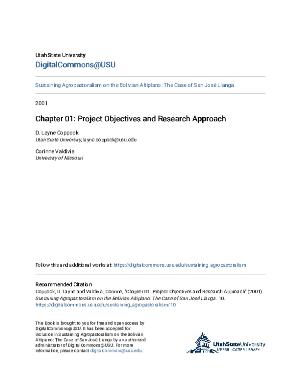 (PDF) Chapter 01: Project Objectives and Research Approach