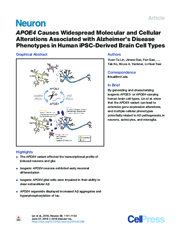 (PDF) APOE4 Causes Widespread Molecular and Cellular Alterations ...